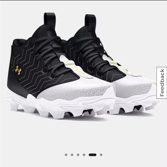 NWB Under Armour Harper 9 RM Black and White Cleats with Gold Detail - Picture 4 of 8